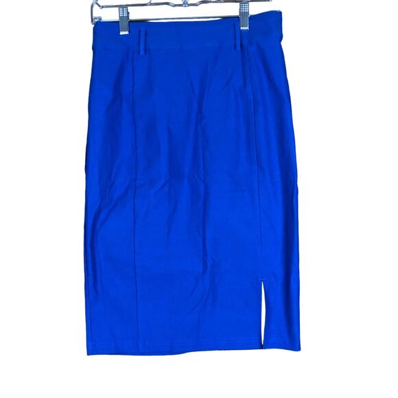 Kate Kasin Women Skirt Blue Bodycon Pencil Belt Loop Hip-Wrapped Medium - Picture 1 of 11